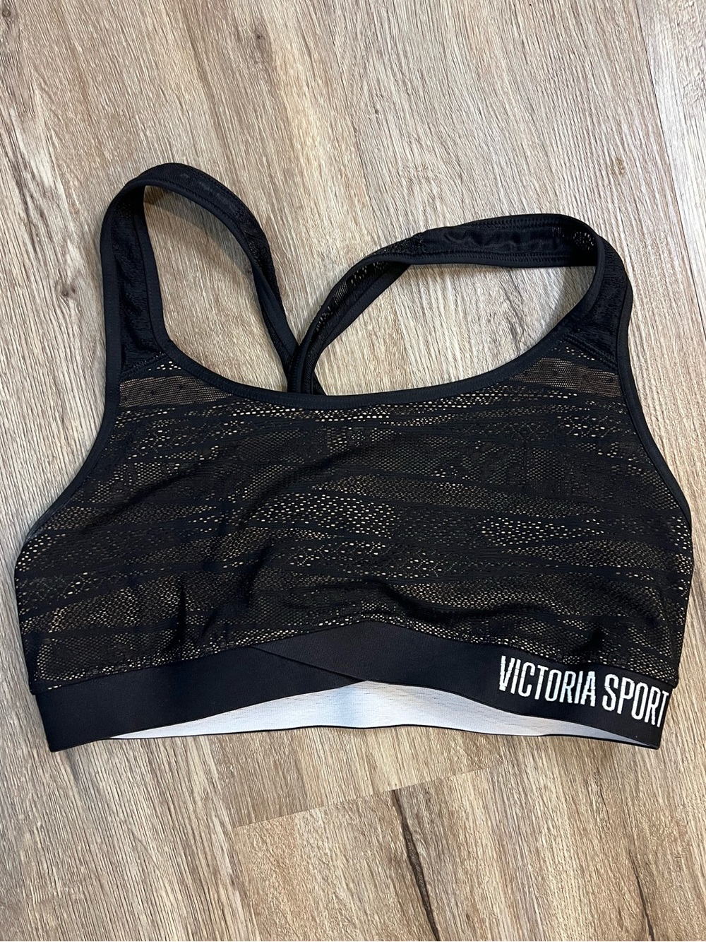Victoria's Secret Black Mesh Racerback Sports Bra